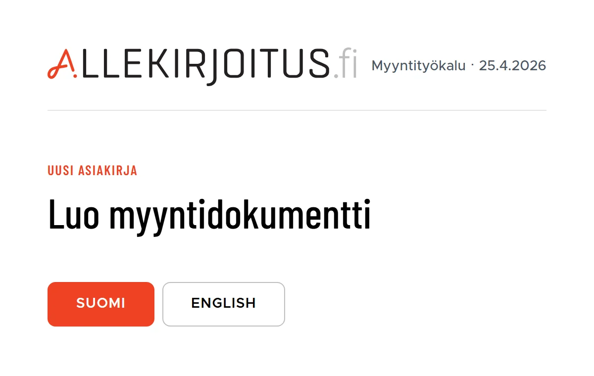 Allekirjoitus Sales Template Tool screenshot