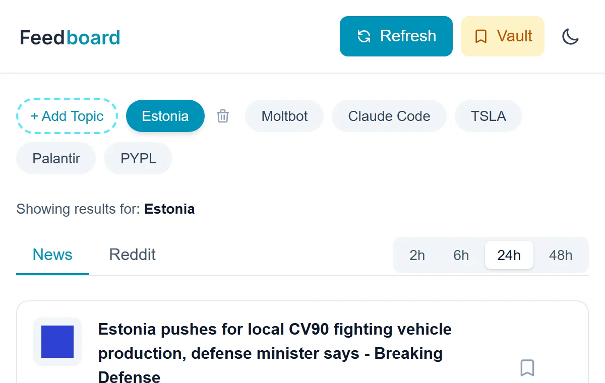 Feedboard screenshot