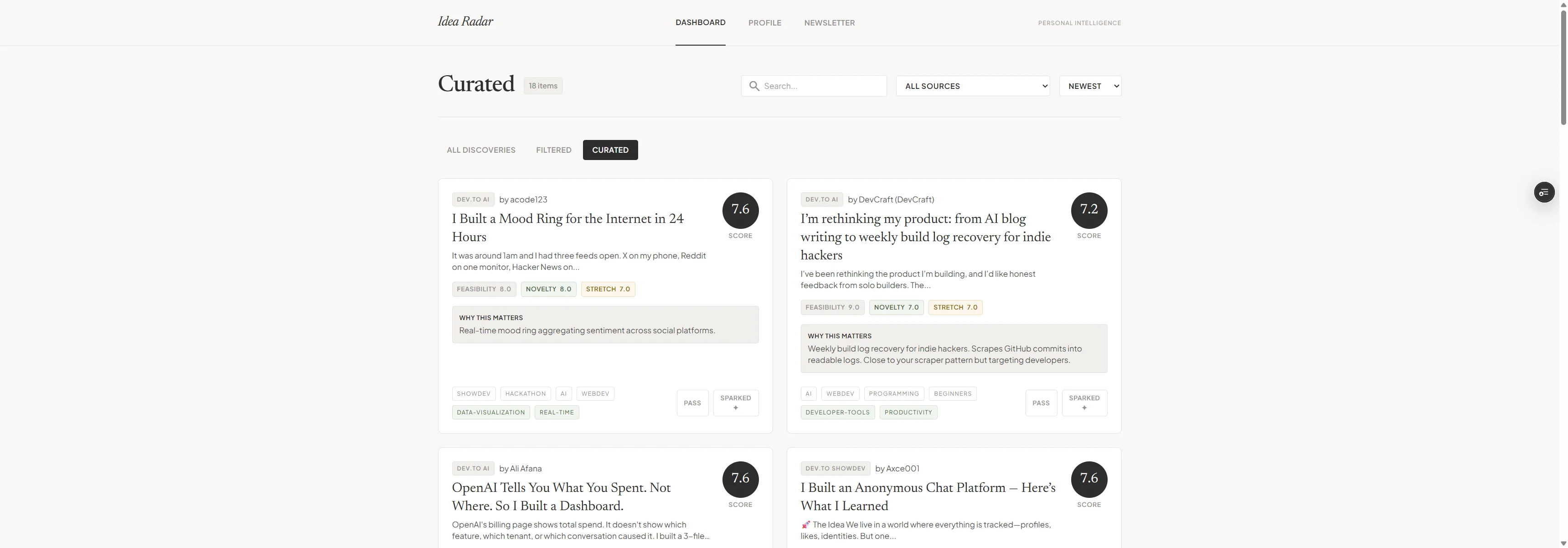 Idea Radar screenshot