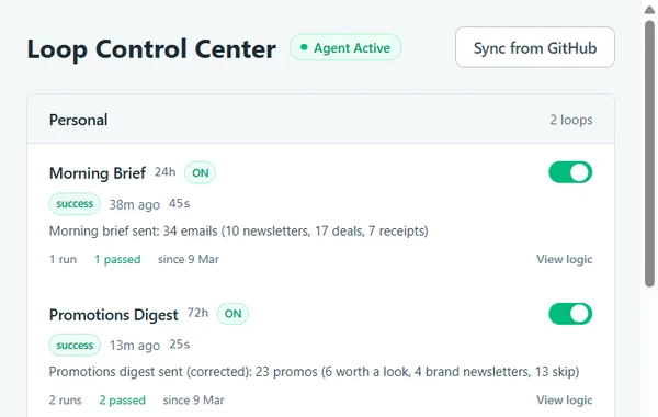 Loop Control Center screenshot