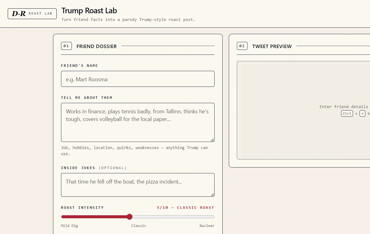 Trump Roast Lab screenshot